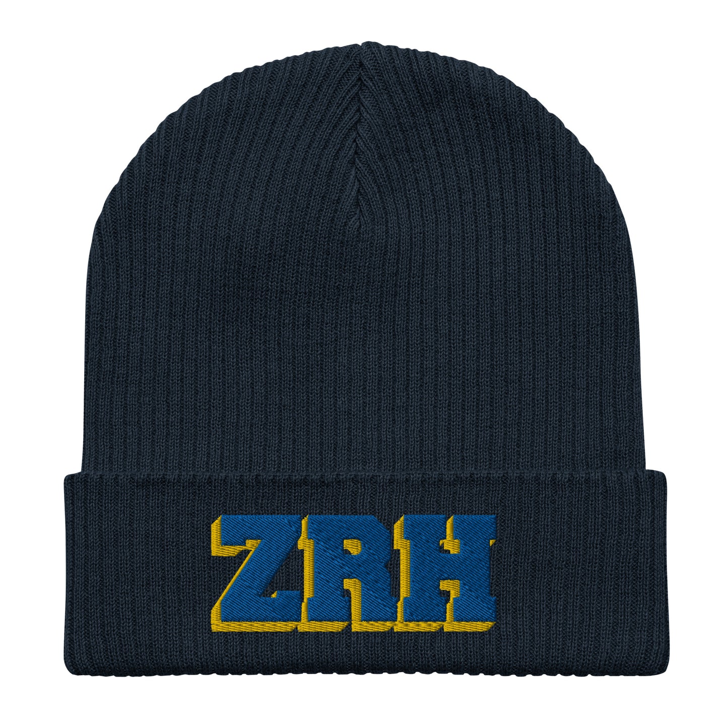 ZRH yellow and gold ribbed beanie