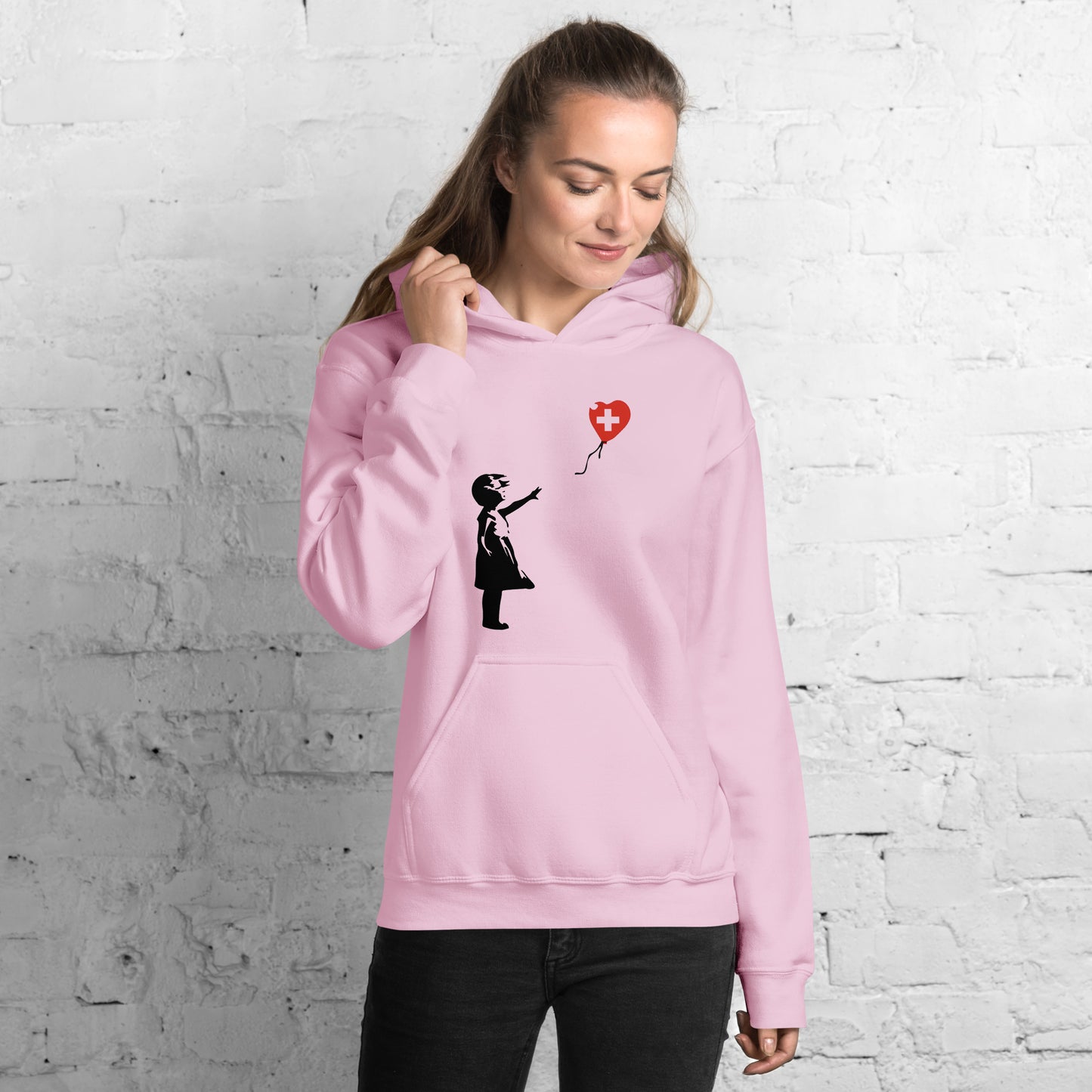 Banksy Mädchen mit Ballon Schweiz Unisex Hoodie