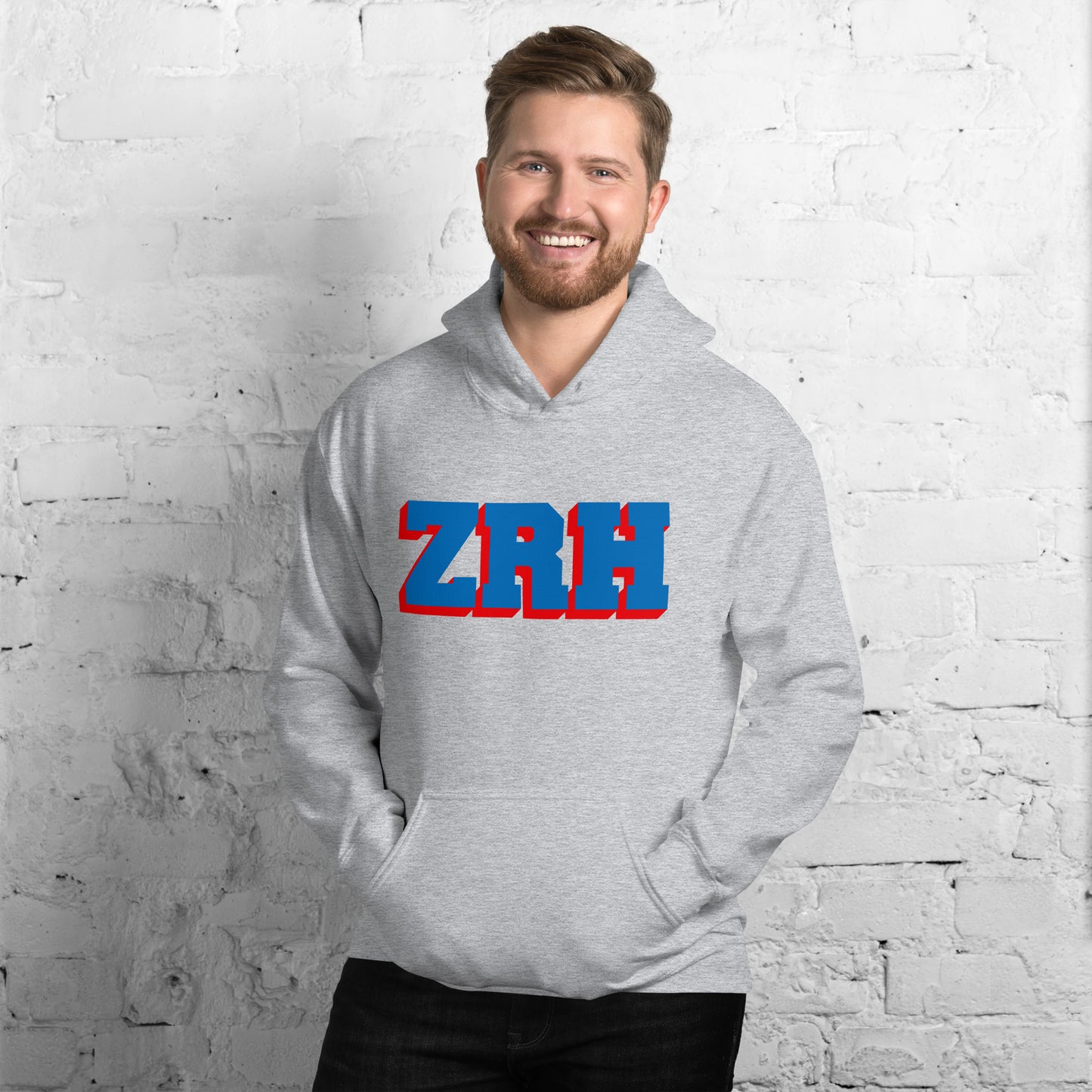 ZRH Roter und blauer Unisex-Hoodie