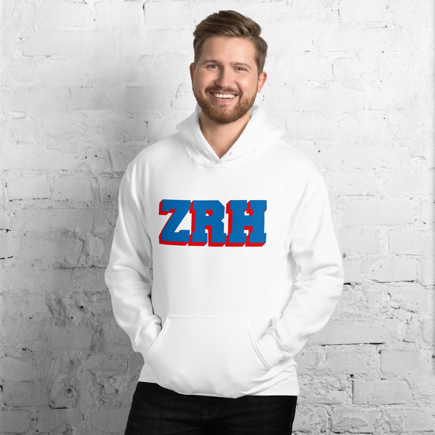 ZRH Roter und blauer Unisex-Hoodie