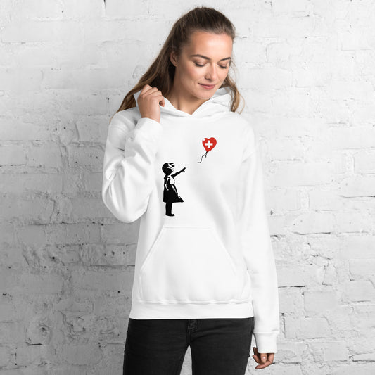 Banksy Mädchen mit Ballon Schweiz Unisex Hoodie