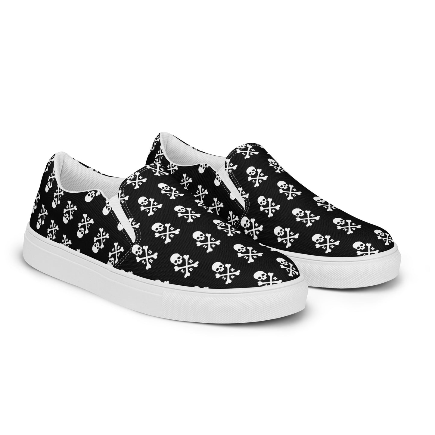 Women’s ZRH skull and crossbones pattern slip-on canvas shoes