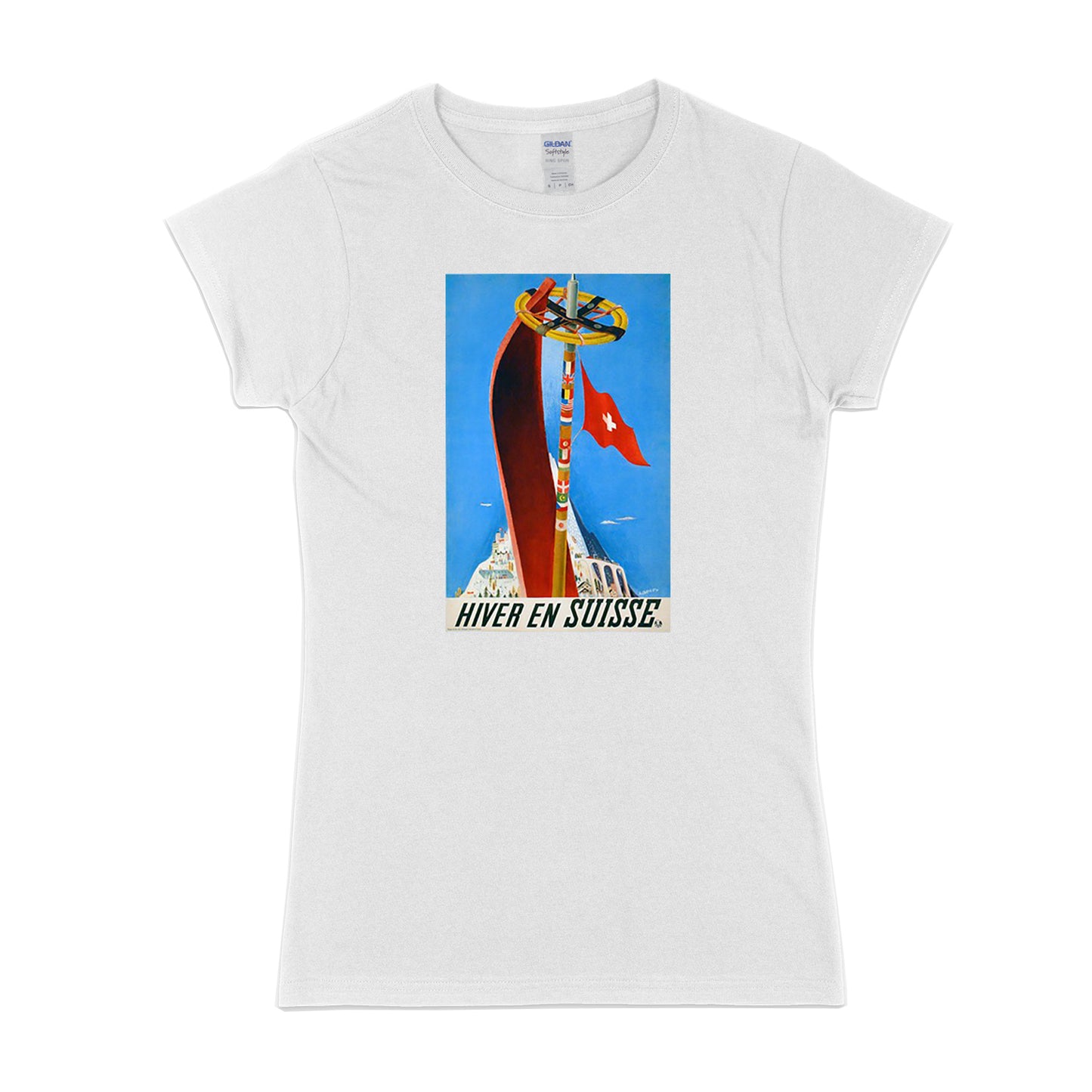 Womens Retro ski - Hiver en Suisse t-shirt