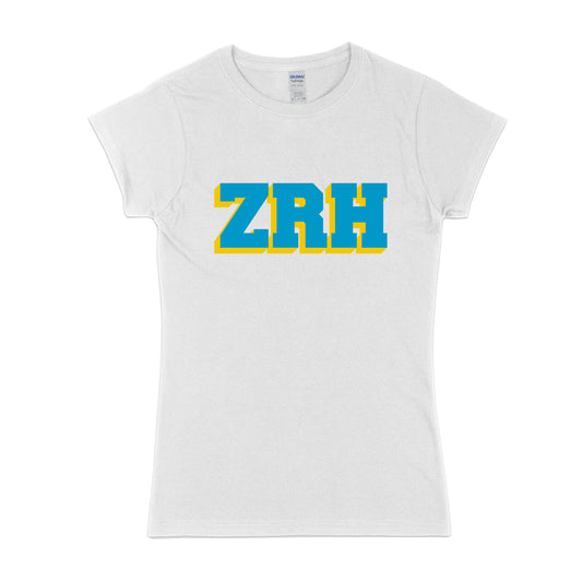 Women's ZRH yellow and blue short sleeve t-shirt - zürich-clothing-company