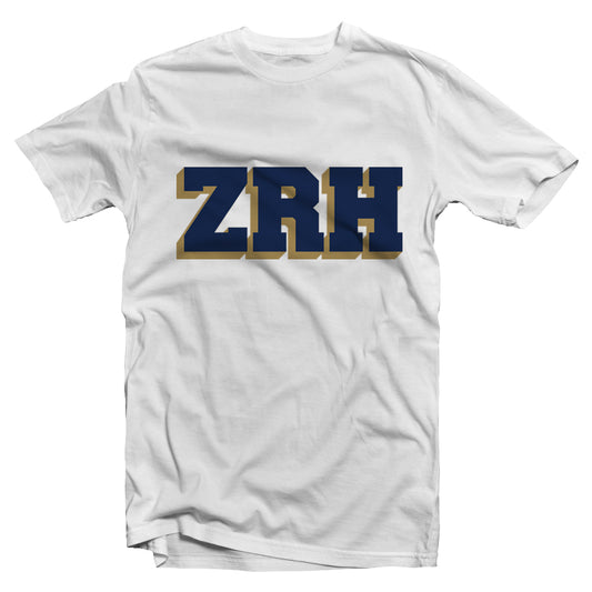 T-shirt ZRH bleu marine et or à manches courtes pour enfant