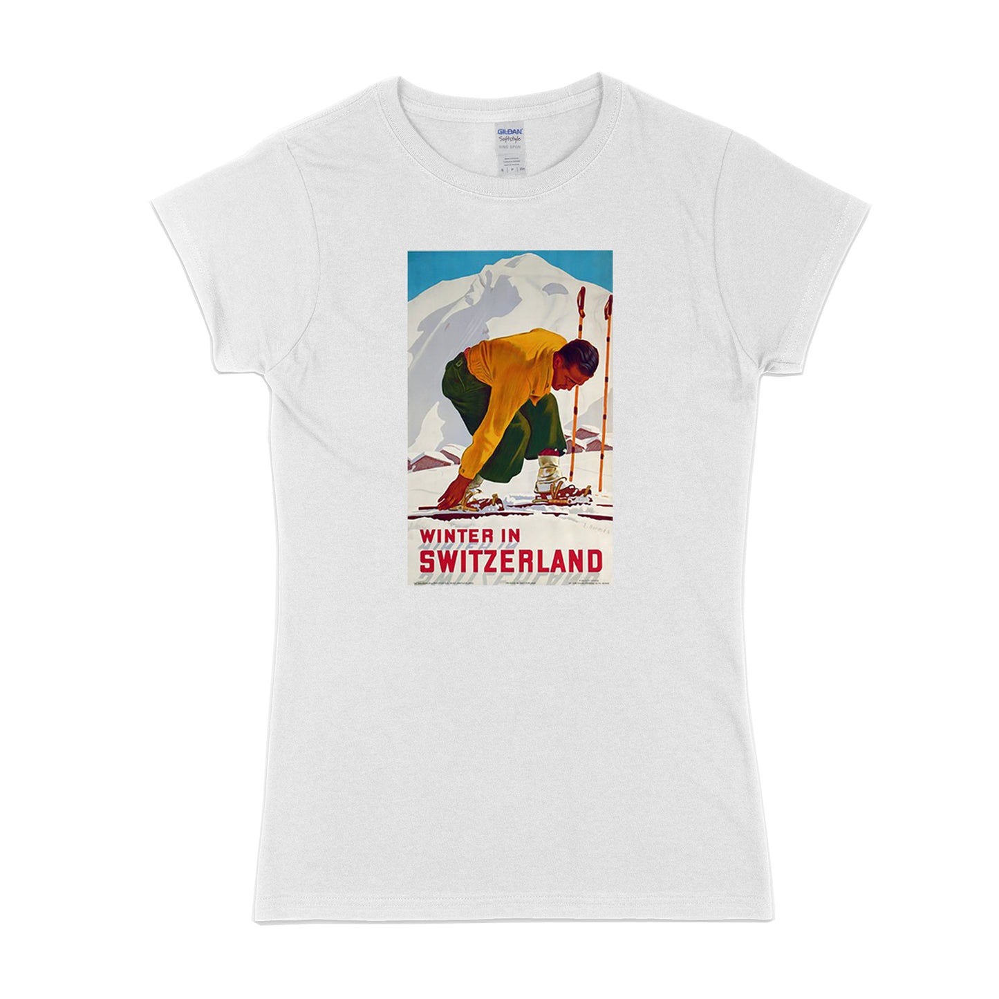 Damen Retro Ski - Winter in der Schweiz T-Shirt