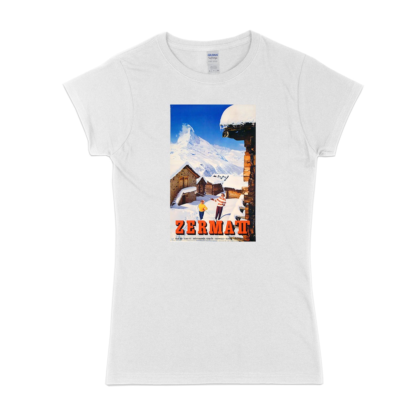 T-shirt Retro ski - Zermatt femme