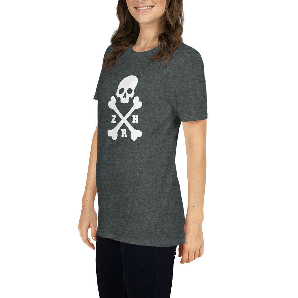 ZRH skull and crossbones white text short-sleeve unisex T-Shirt