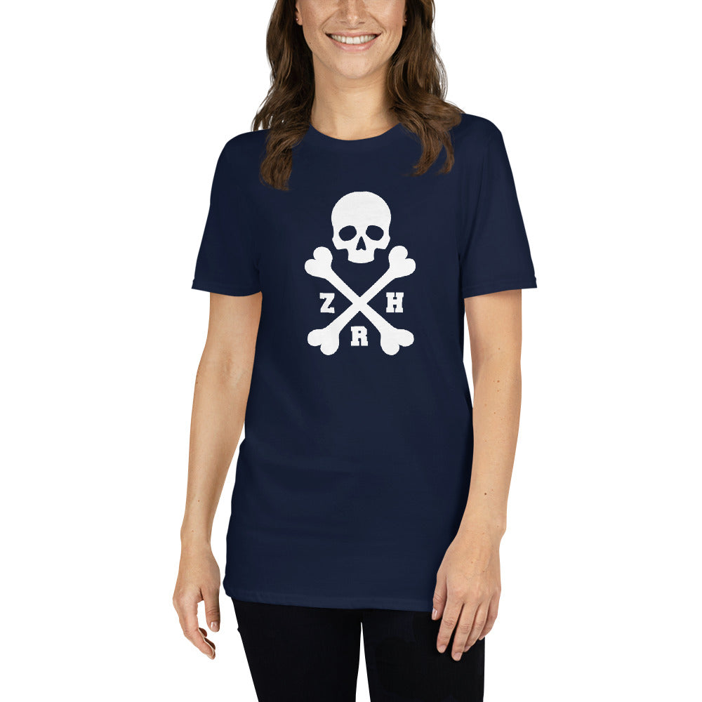 ZRH skull and crossbones white text short-sleeve unisex T-Shirt