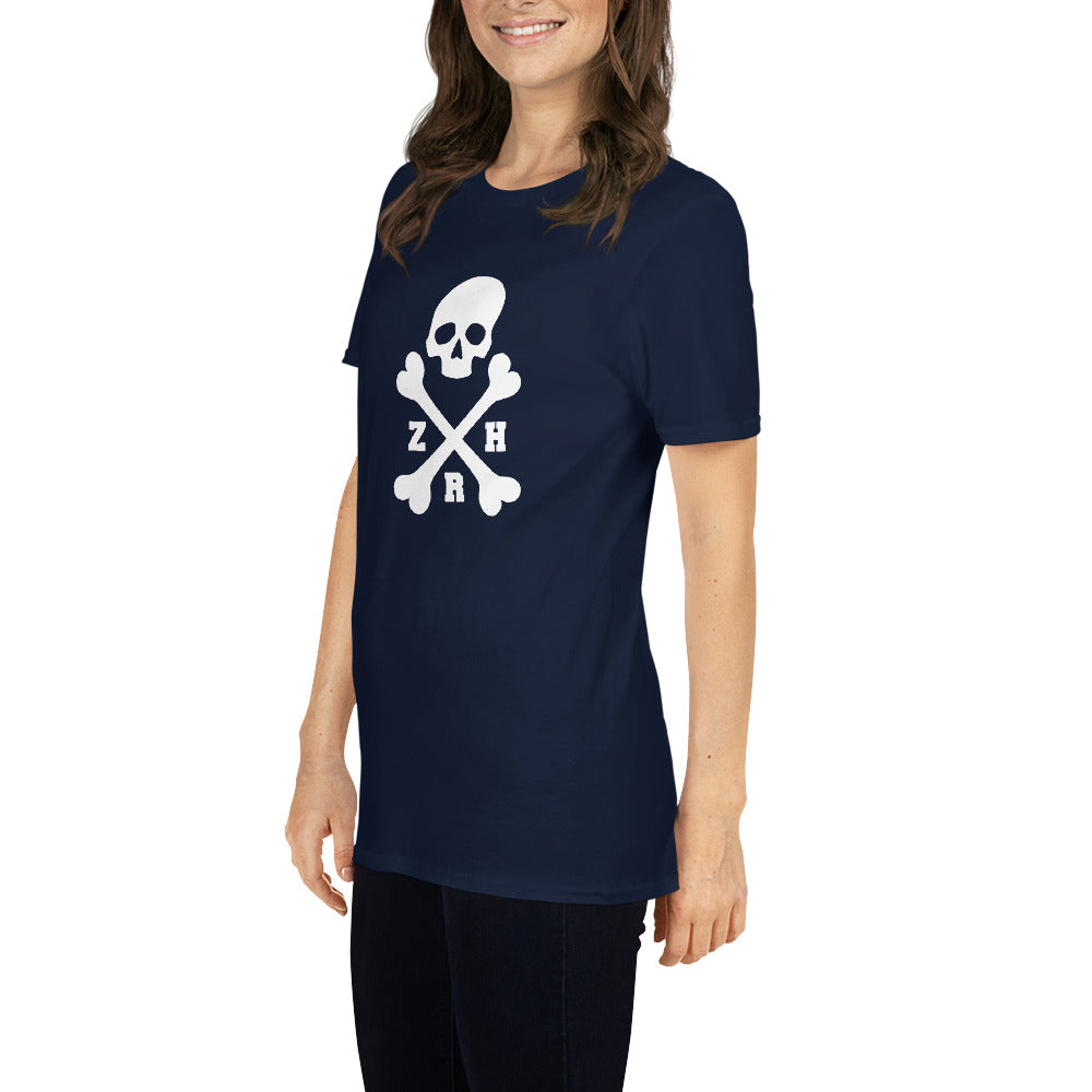 ZRH skull and crossbones white text short-sleeve unisex T-Shirt